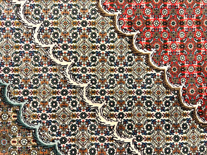 6'6"x9'6" Fine Hand-Knotted Wool & Silk Blend Tabrize Mahi Carpet - Area Rug