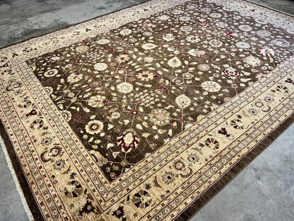 9'3"x12' Hand-Knotted 100% Wool Pile Agra Design Carpet - Area Rug
