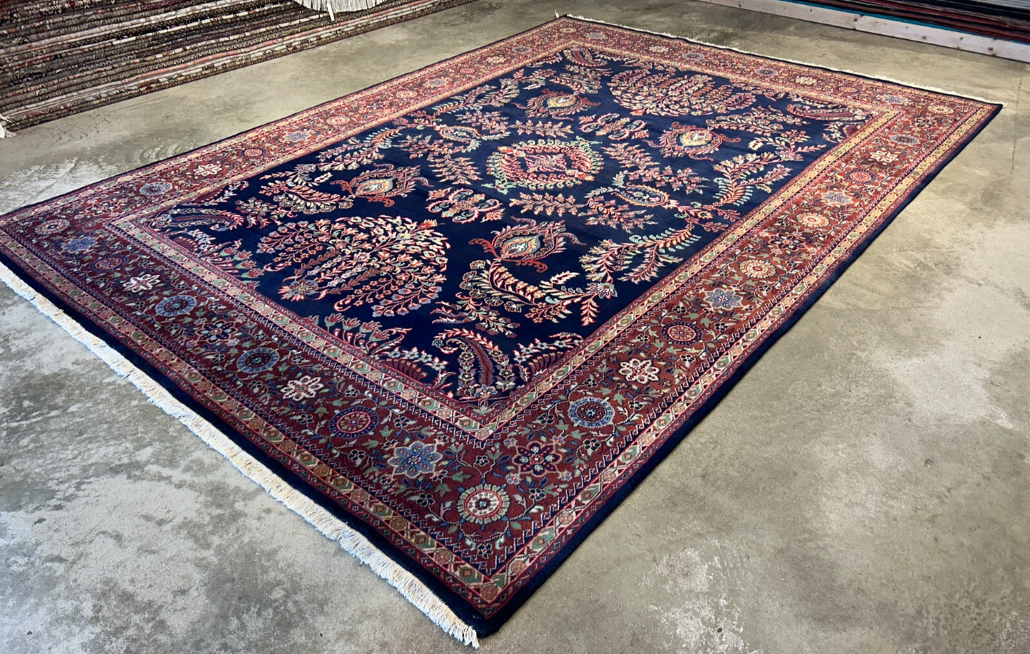 8'9"x12'1" Hand-Knotted 100% Wool Pile IndoSarouke Rug