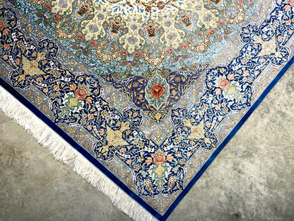 6'5"x10'4" Exquisite Extra-Fine Hand-Knotted 100% Silk Qume Carpet - Area Rug