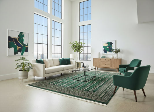 8'x10' Hand-Knotted 100% Wool Pile Bokhara Rug