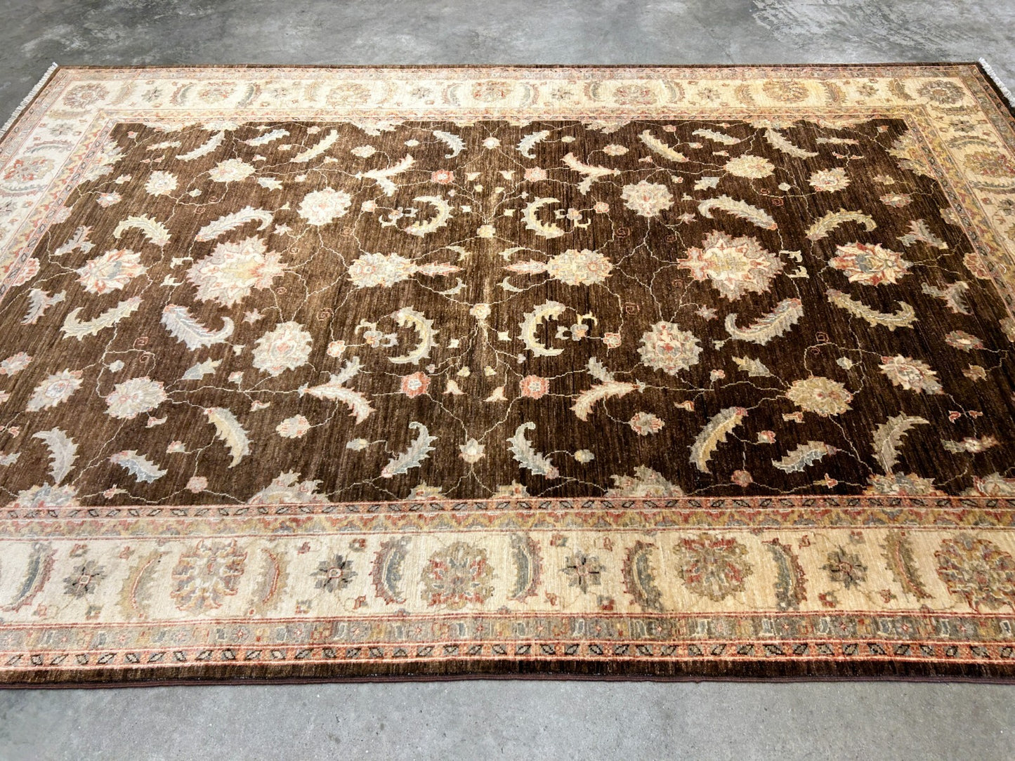 6'3"x9'7" Hand-Knotted 100% Wool Pile Peshawar Carpet - Area Rug