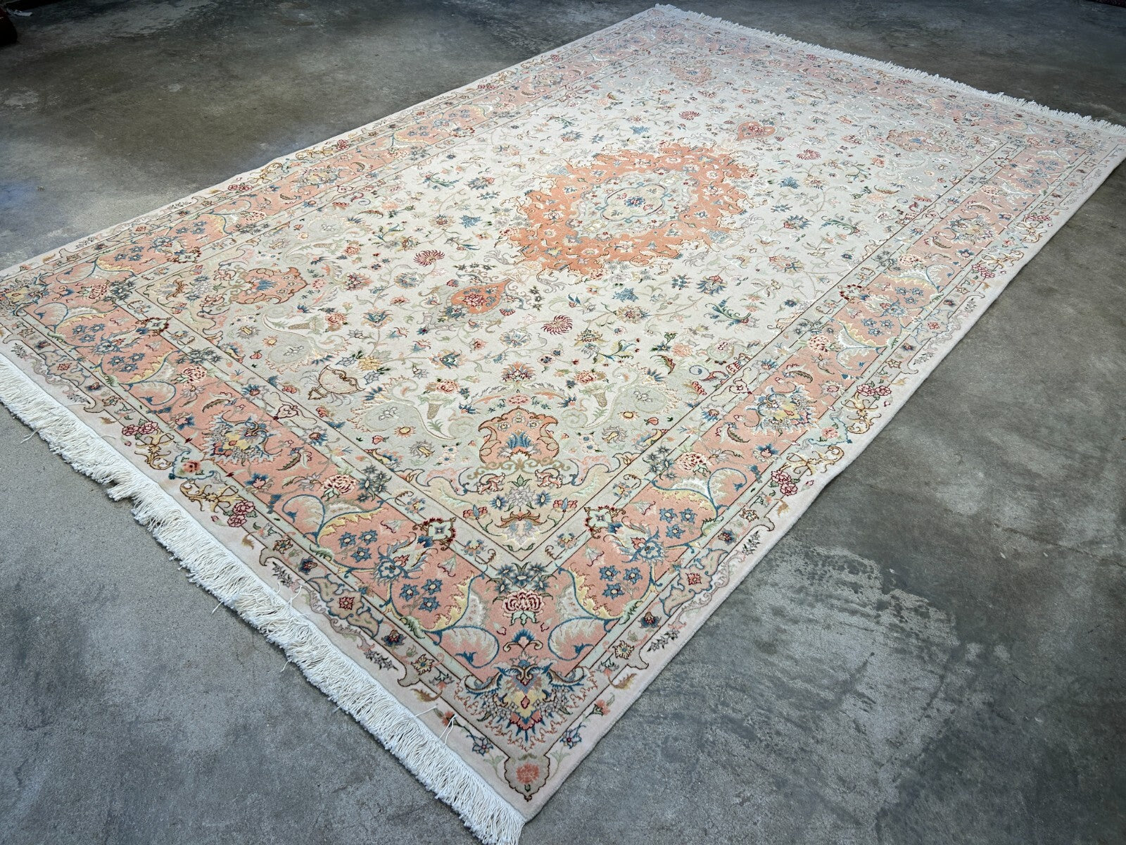 6'7"x9'10" Extra-Fine Hand-Knotted Wool & Silk Blend Tabrize Carpet - Area Rug