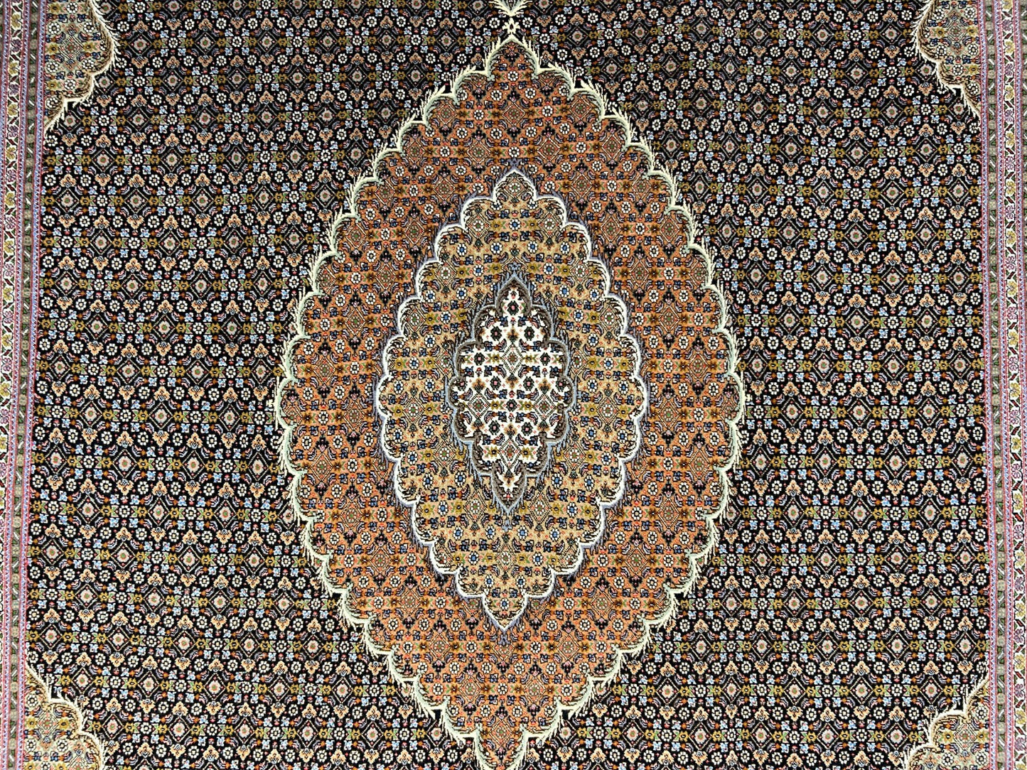 6'7"x9'9" Fine Hand-Knotted Wool & Silk Blend Tabrize Mahi Area Rug
