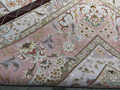 8'2"x11'8" Extra Fine 80-Raj Hand-Knotted Wool & Silk Tabrize Rug