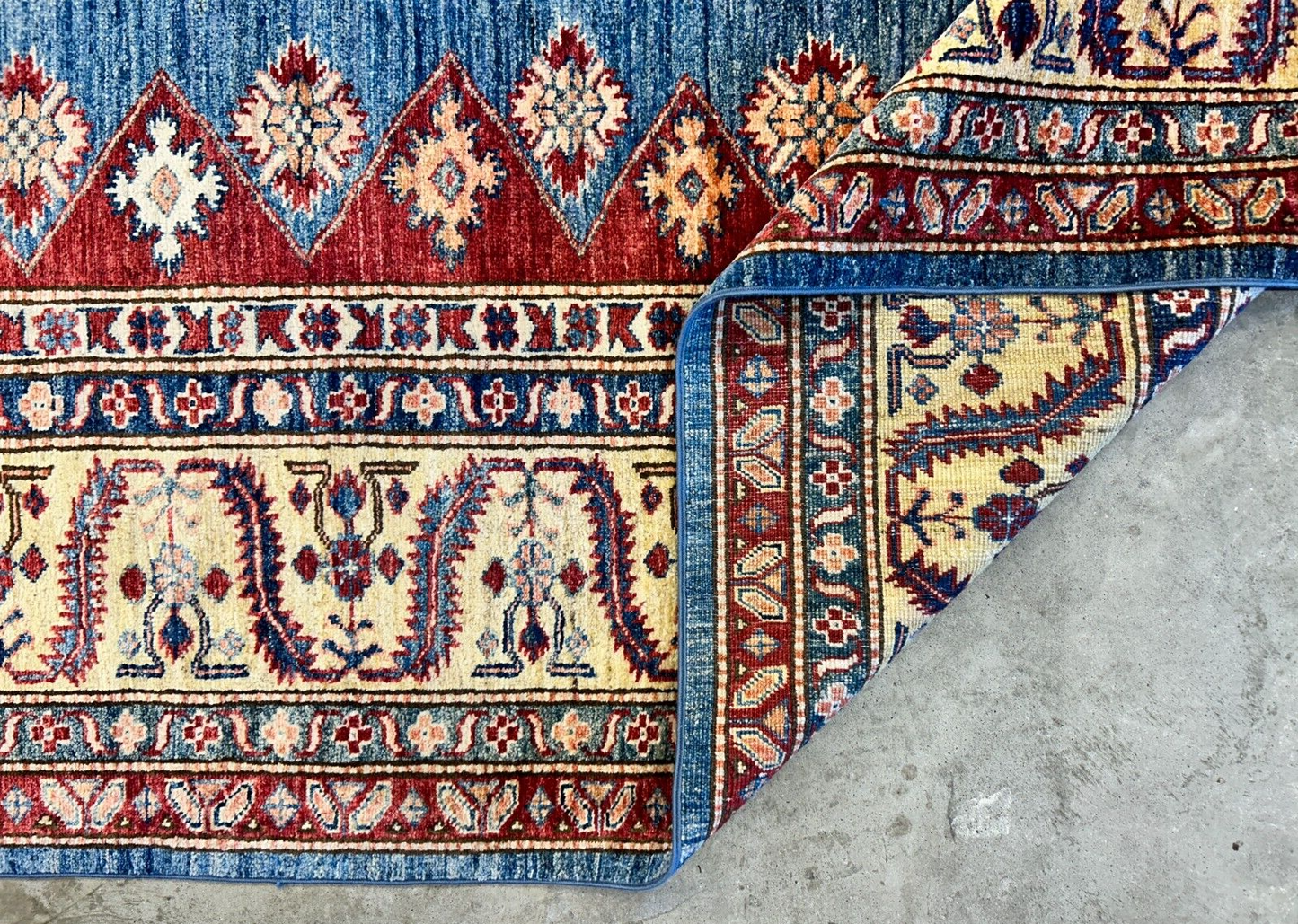 9'6"x11'7" Hand-Knotted 100% Wool Pile Kazak Design Carpet - Area Rug