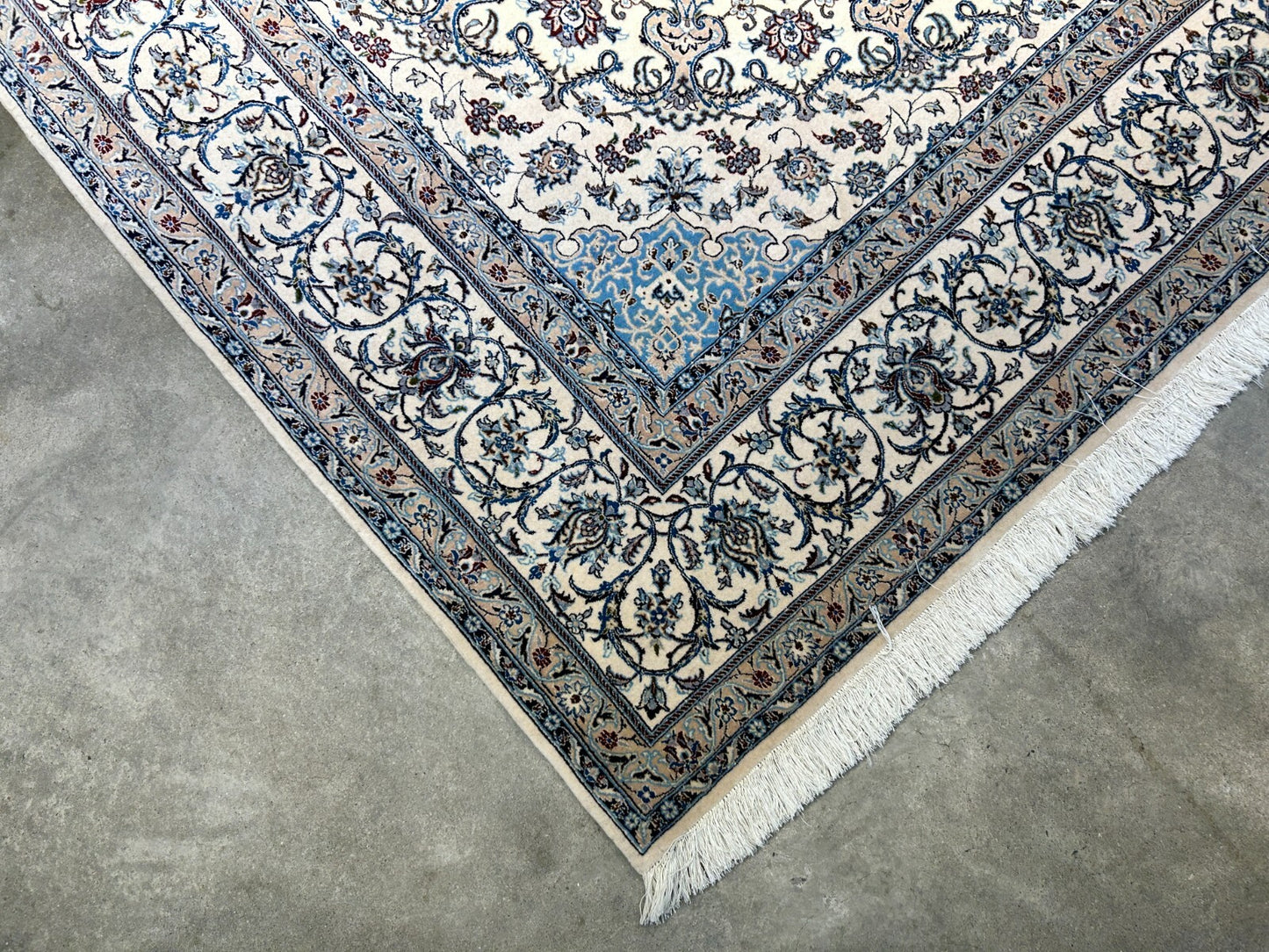 6'9"x10'7" Extremely Fine Hand-Knotted Wool & Silk Blend Naine Carpet - Area Rug