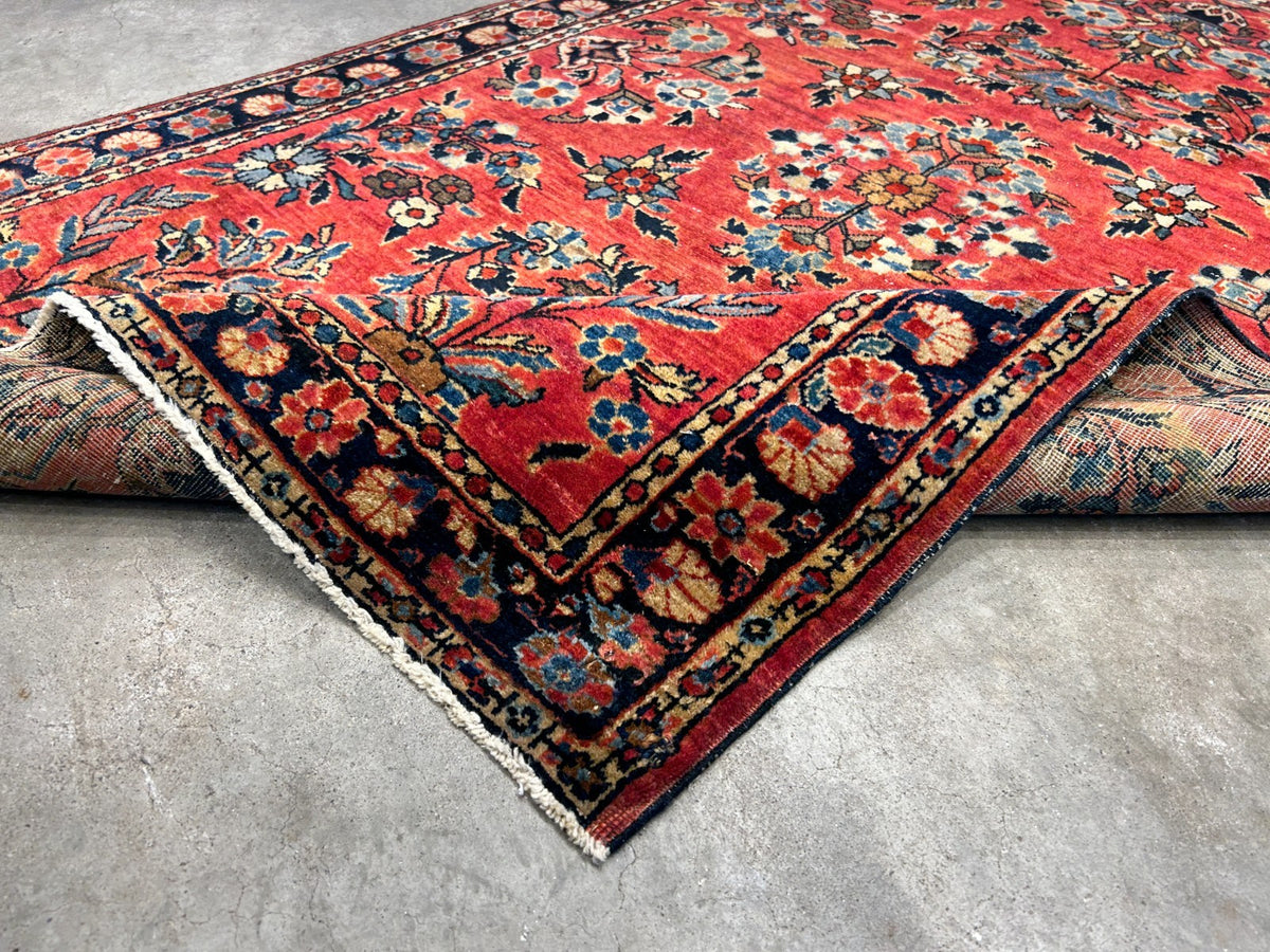 3'4"x4'10" Antique Hand-Knotted 100% Wool Pile Sarouke Mohajeran Rug