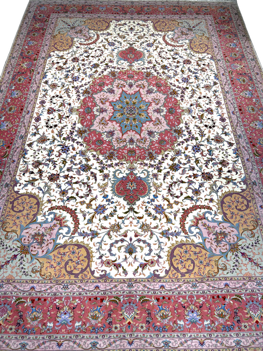 8'4"x11'3" Very Fine Hand-Knotted Wool & Silk Oriental Rug - Area Carpet