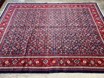 10'5"x14' Hand-Knotted 100% Wool Pile All-over Herati Rug