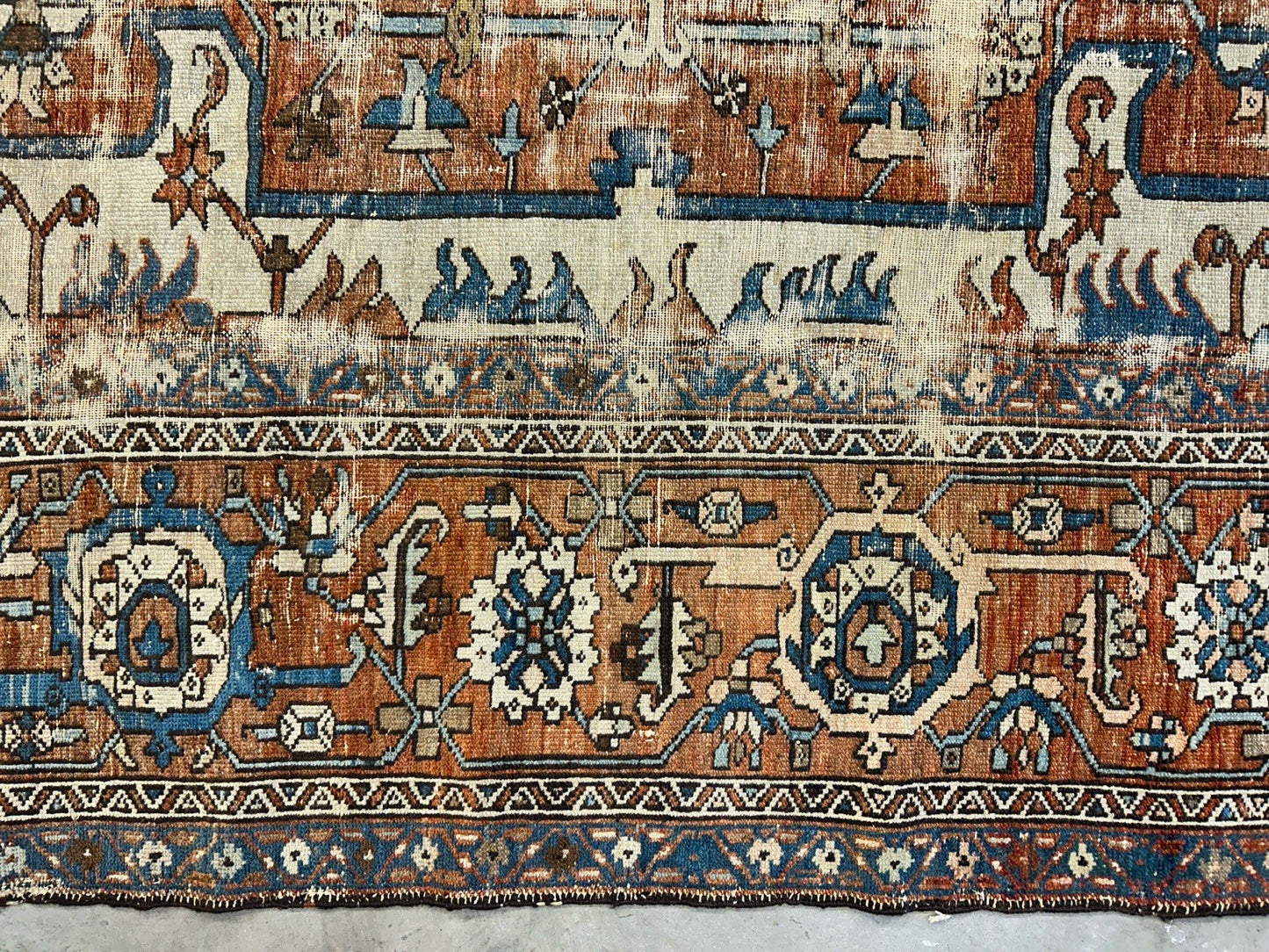 Collector Item- 10’5”x12’8” Old Antique Hand-Knotted Wool Pile Serapie Area Rug