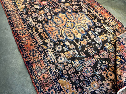 5'6" x 9'5" Hand-Knotted 100% Wool Pile Nahavande Area Rug - Carpet