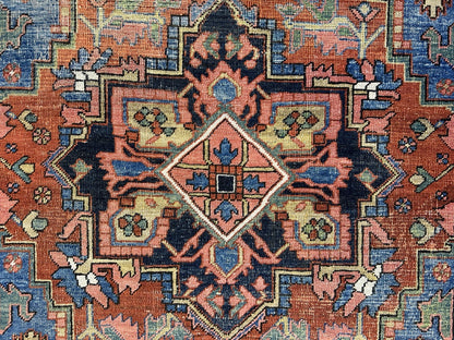 Collector Item- 5’x6’10” Antique Hand-Knotted 100% Wool Pile Serapie Area Rug