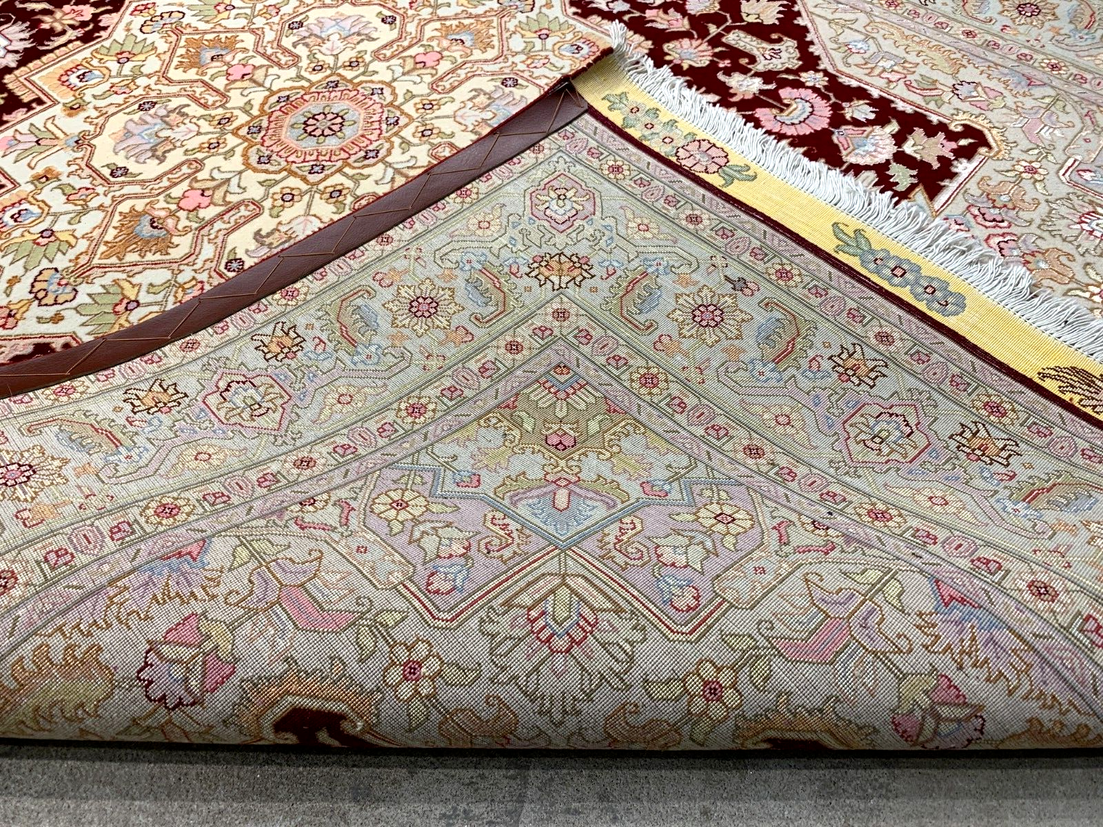 5'x7'1" Very Fine Hand-Knotted Wool & Silk Blend Tabrize Carpet - Area Rug