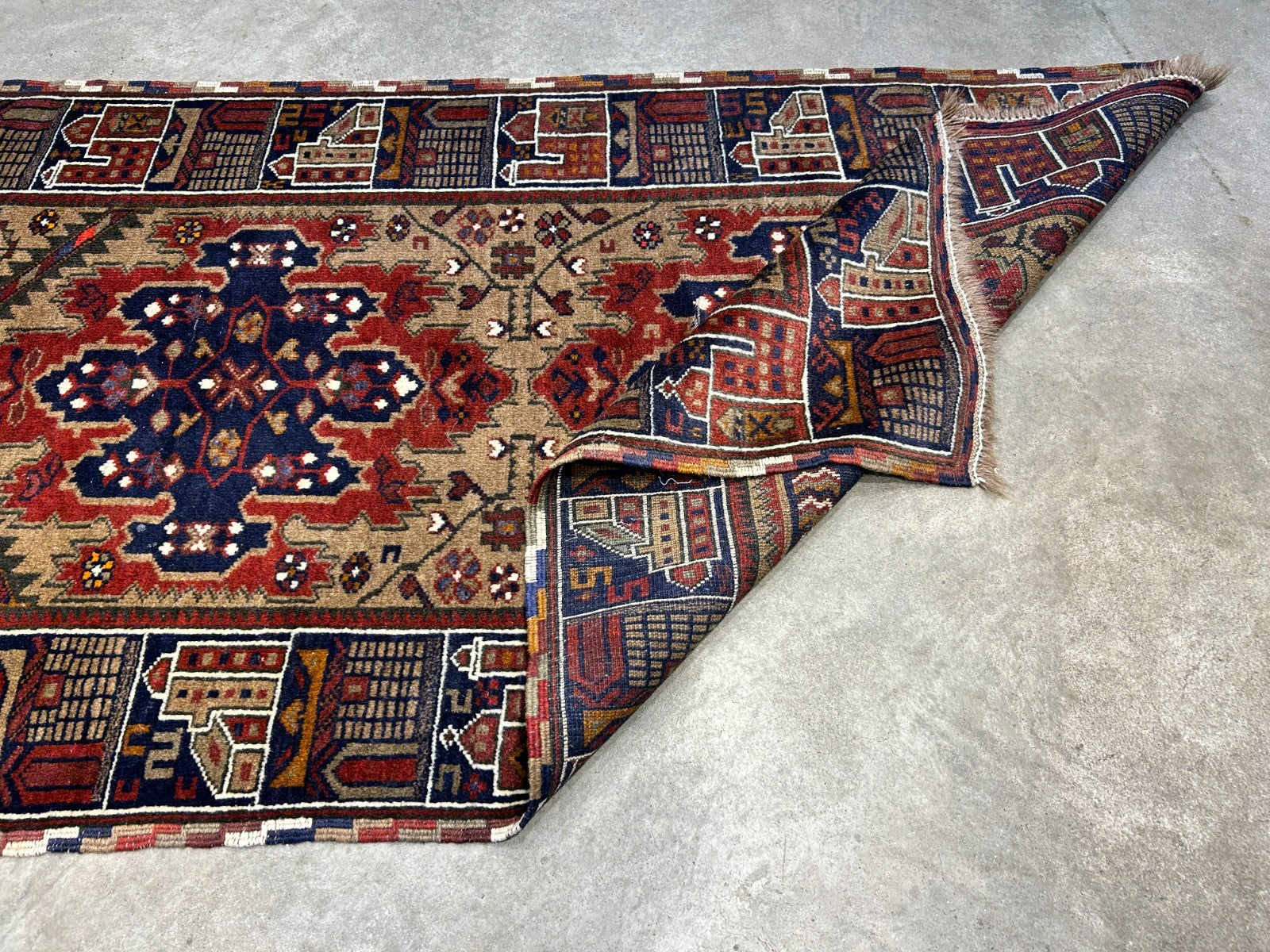 3'x4'2" Antique Hand-Knotted 100% Wool Pile Afghan Rug