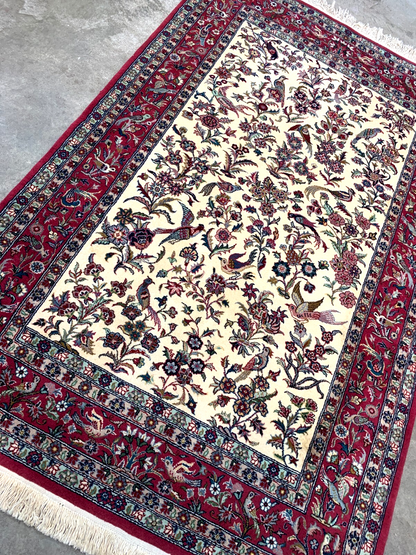 4'0'' x 6'0'' Hand-Knotted 100% Wool Pile All-Over Area Rug