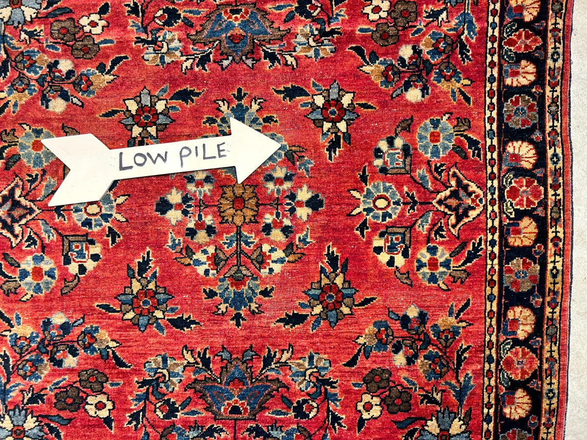 3'4"x4'10" Antique Hand-Knotted 100% Wool Pile Sarouke Mohajeran Rug