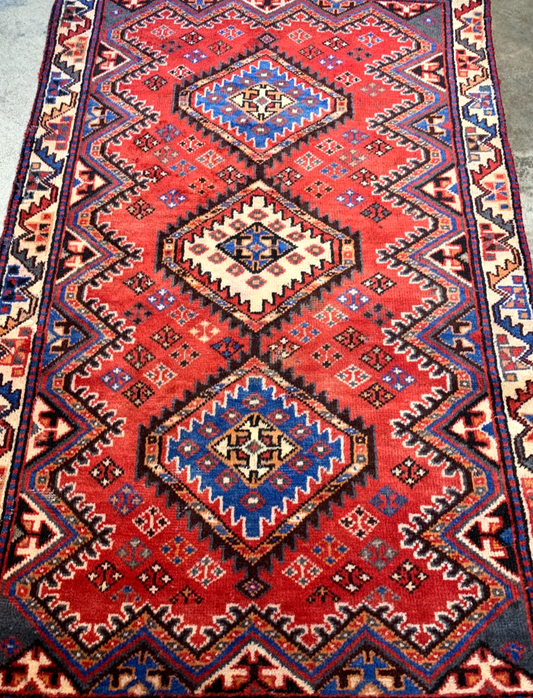 4'0" x 6'3" Hand-Knotted 100% Wool Pile Yalameh Area Rug - Carpet
