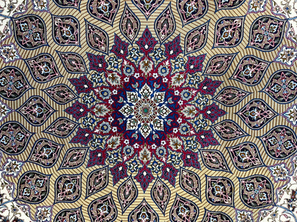 6'6"x10' Extra Fine Hand-Knotted Wool & Silk Isfahane Rug