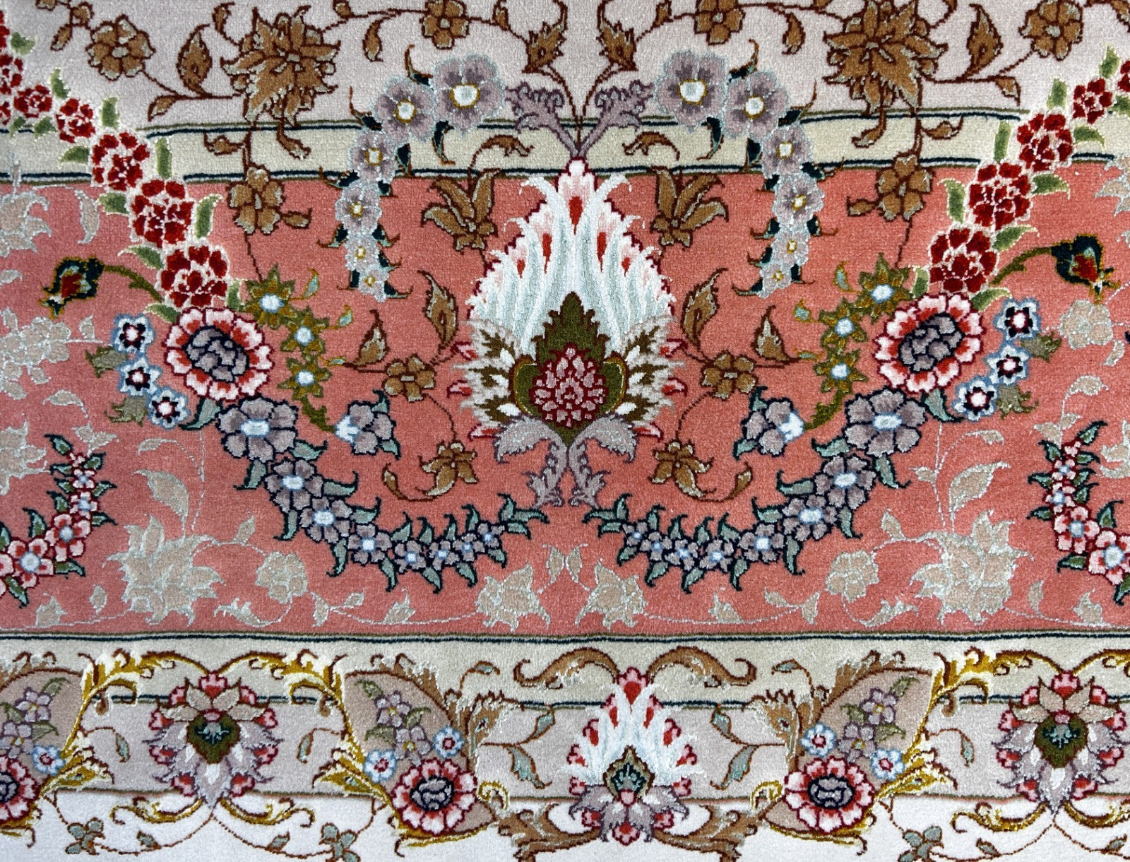 8'3"x11'6" Very Fine Hand-Knotted Wool & Silk Tabrize Area Rug - Signed