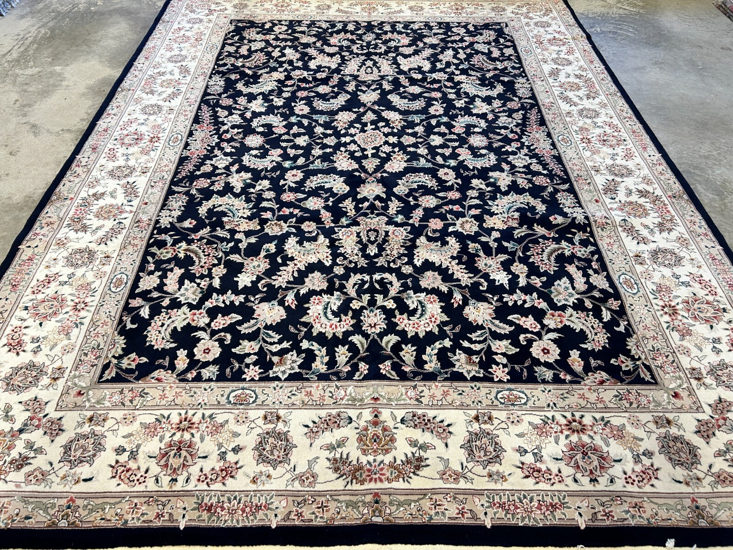 9'x12' Hand-Knotted Wool & Silk Pile Sinopersian Carpet - Area Rug