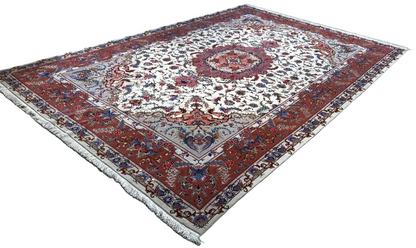 Hand-Knotted 60 Raj Persian Tabriz Rug - 8'1"x11'7"