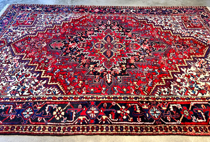 7'8"x11'5" Hand-Knotted 100% Wool Pile Herize Rug