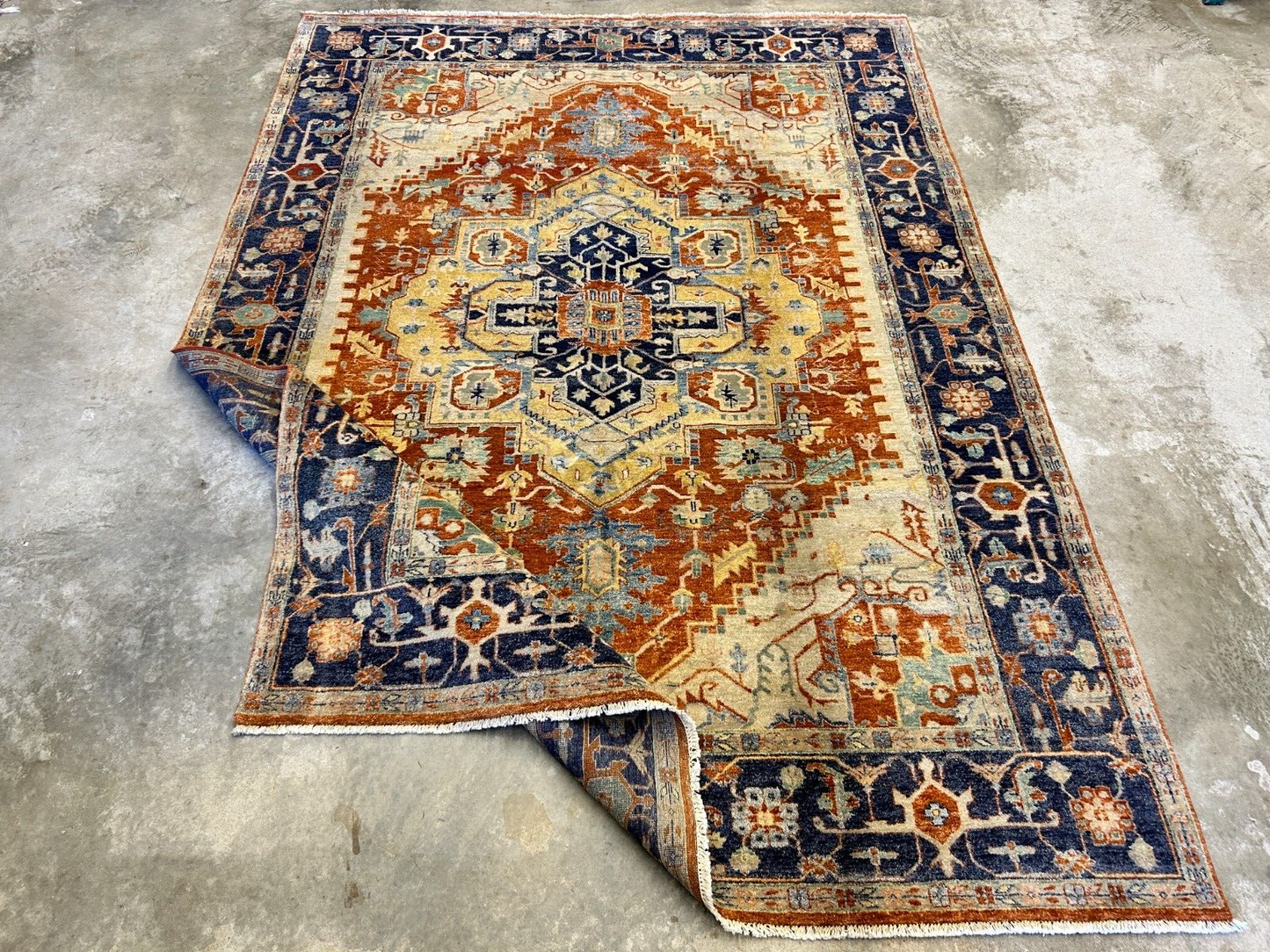 9'x12' Hand-Knotted 100% Lamb Wool Serapie Design Carpet - Area Rug