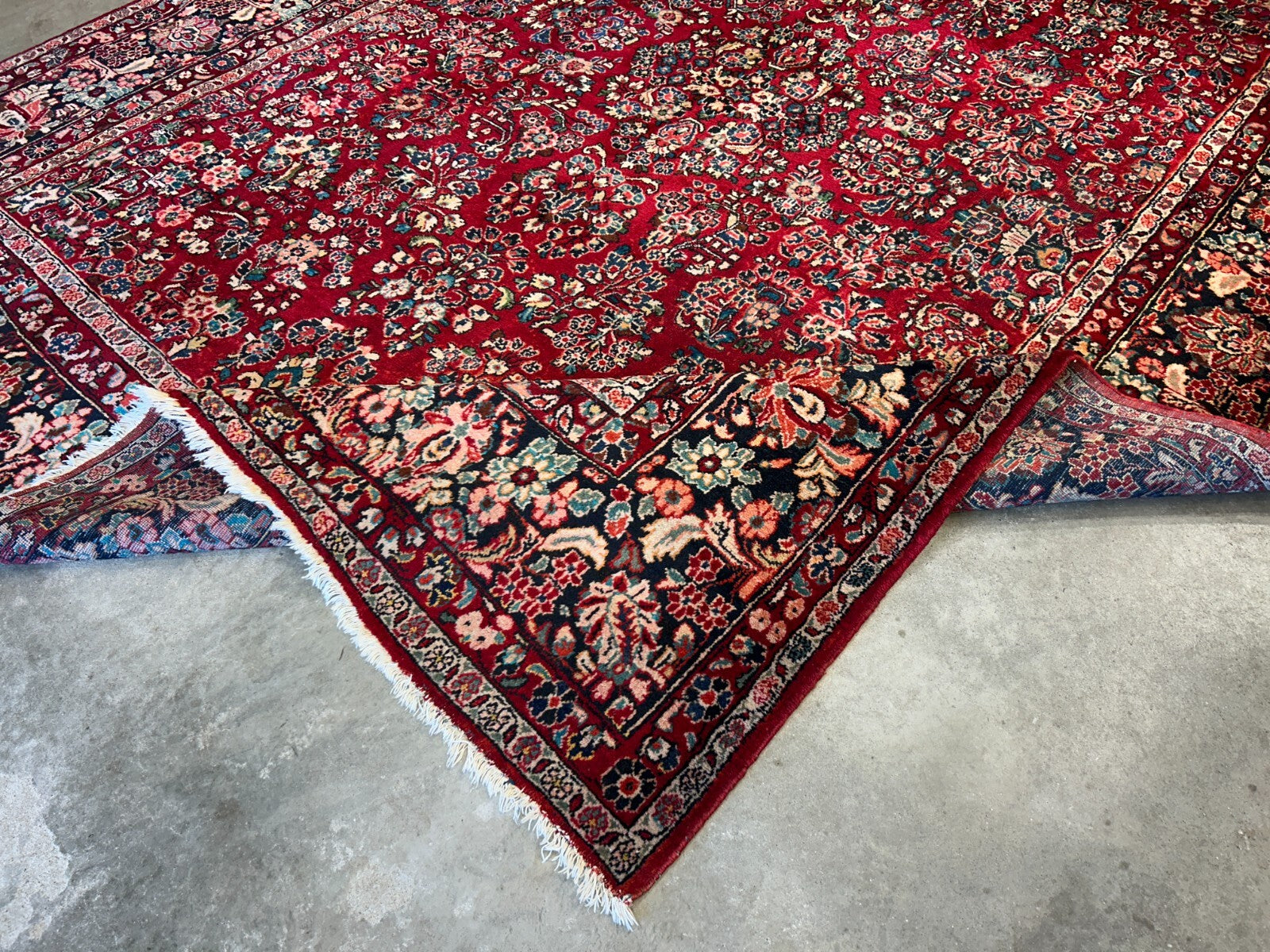 8'10"x12'2" Antique Fine Lamb Wool Sarouke Rug Hand-knotted Carpet