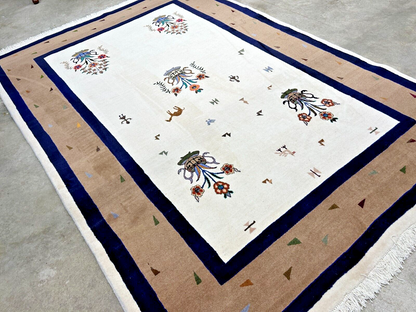 6'4"x9'9" Hand-Knotted 100% Wool Pile Gabeh Carpet - Area Rug