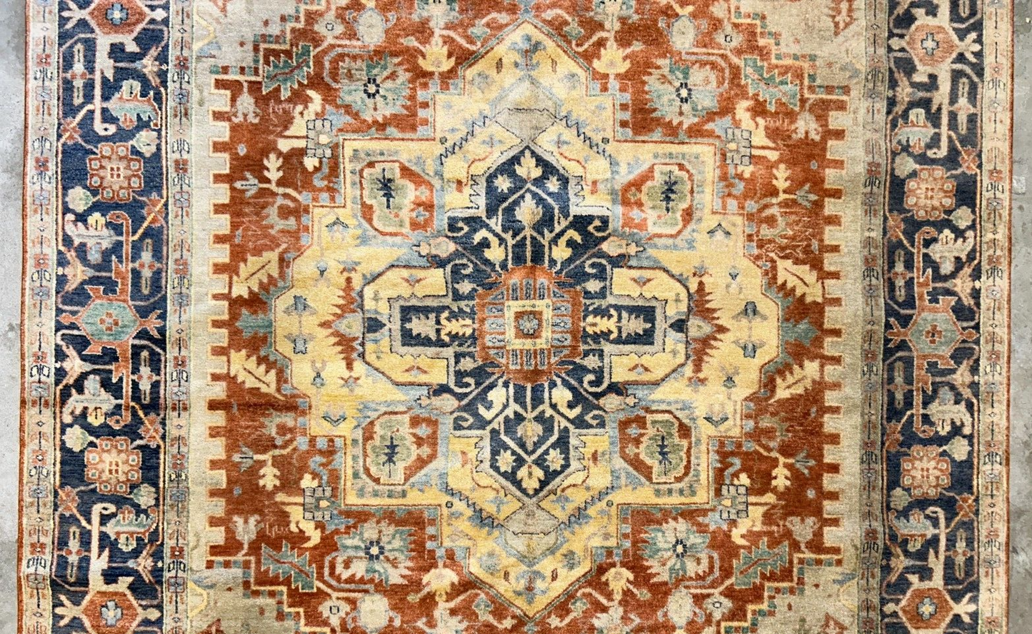 9'x12' Hand-Knotted 100% Lamb Wool Serapie Design Carpet - Area Rug
