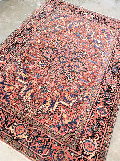 4'8" x 6'5" Hand-Knotted 100% Wool Pile Herize Area Rug - Area Carpet