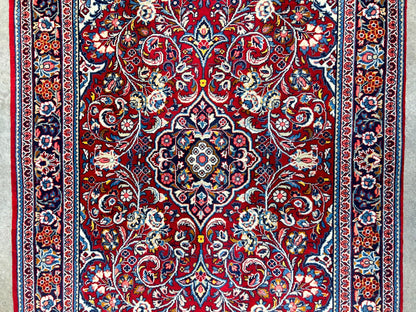 3'5"x5'2" Hand-Knotted 100% Wool Pile Sarouke Rug