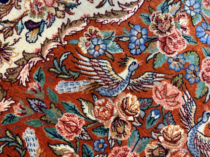 4'2"x6'7" Extra Fine Hand-Knotted Kork Wool Sarouke Rug