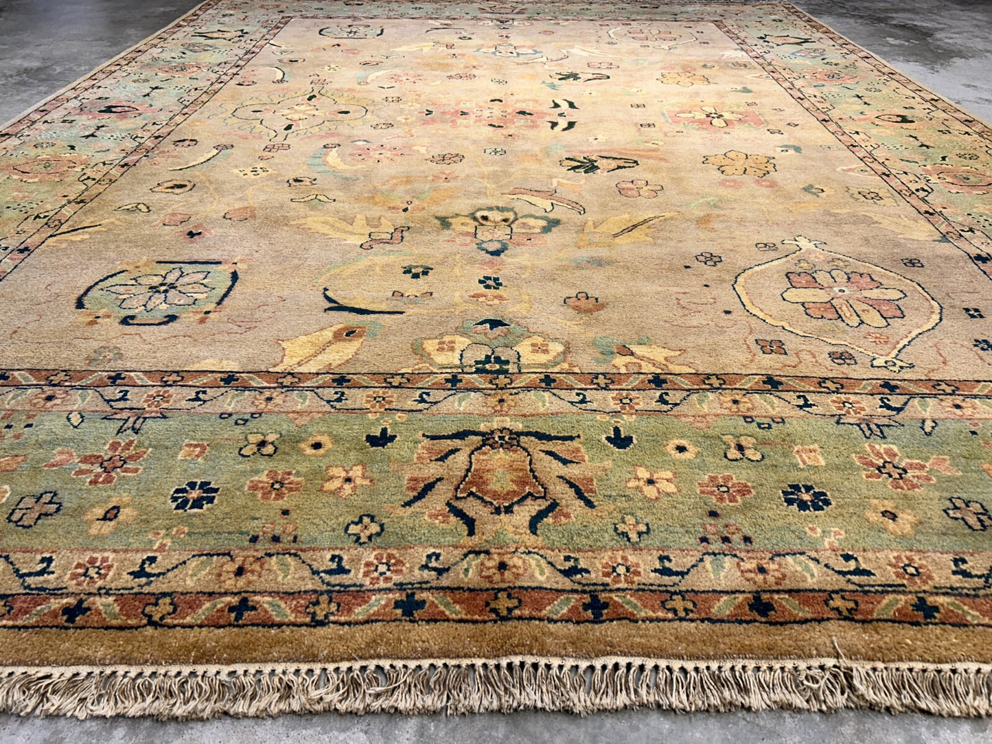9'x12' Hand-Knotted 100% Wool Pile Hamadane Design Carpet - Area Rug