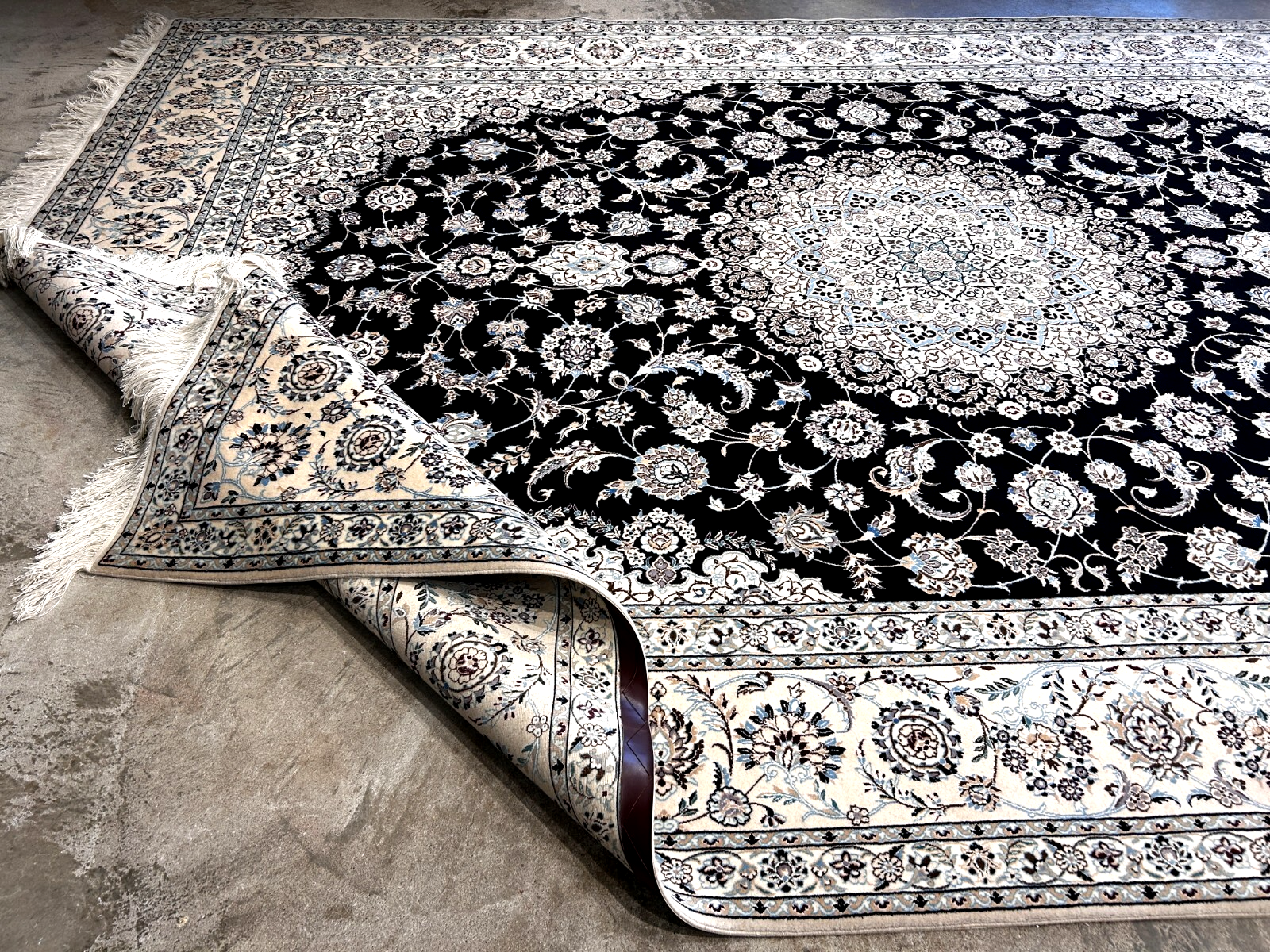  8'3"x11'10'' Very Fine Silk & Wool Habibian Naine Area Rug - Area Carpet