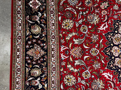 9'x11'9" Fine Hand-Knotted Wool & Silk Tabrize Area Rug - Carpet