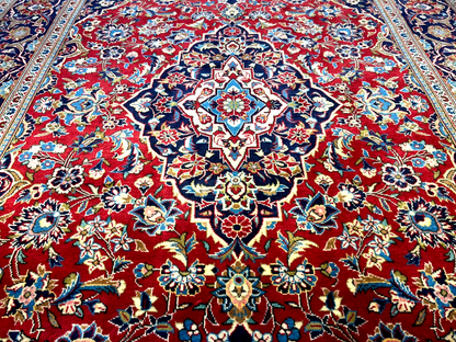 6'5"x10'6'' Hand-Knotted 100% Wool Pile Kashane Area Rug - Area Carpet