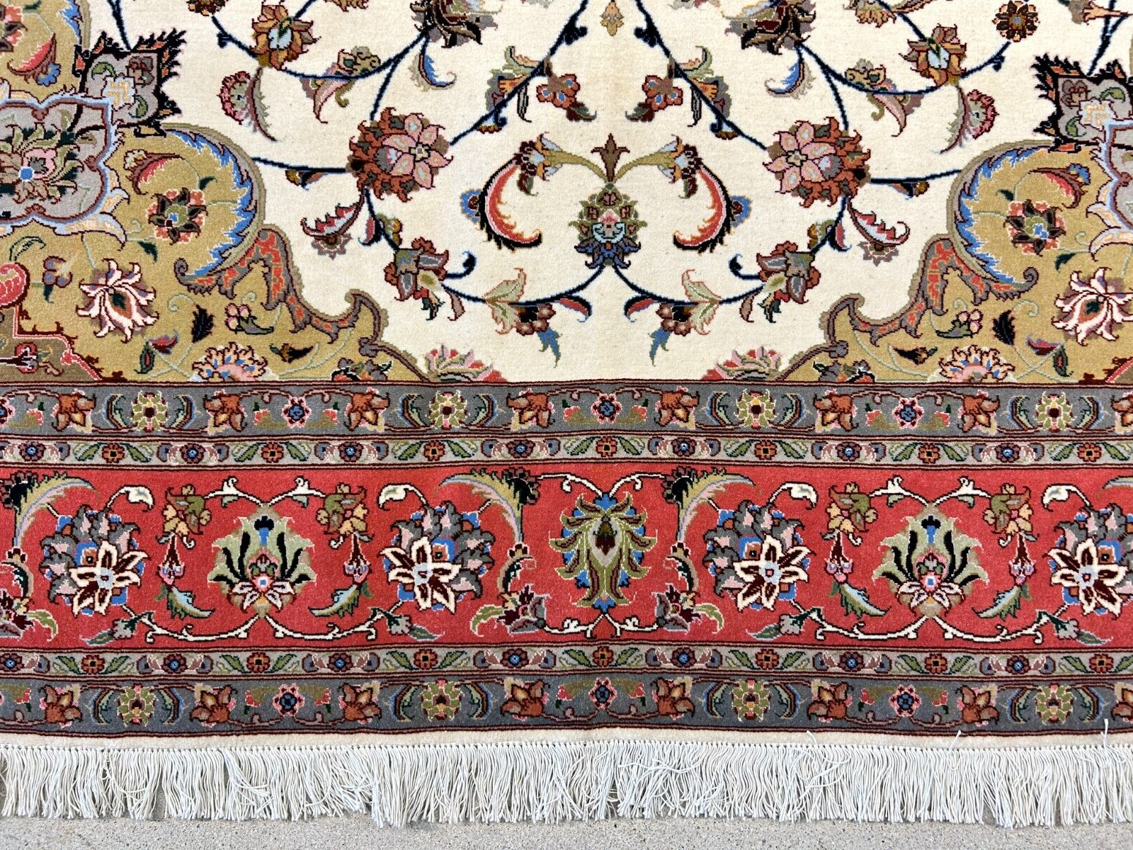 6'9"x8'1" Fine Hand-Knotted Wool & Silk Blend Tabrize Carpet - Area Rug