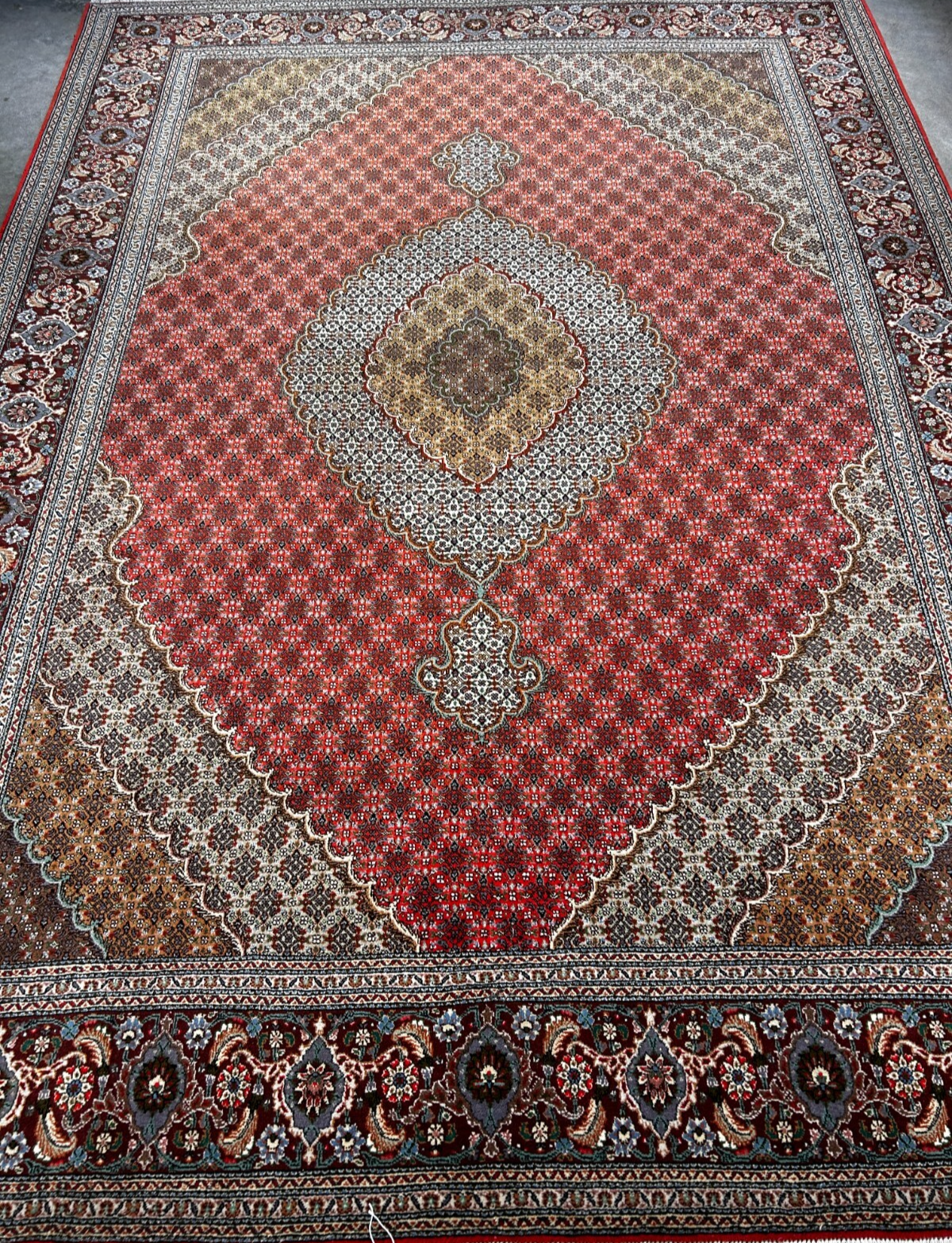 8'3"x11'3" Hand-Knotted Silk & Wool Tabrize Fish Style Area Rug