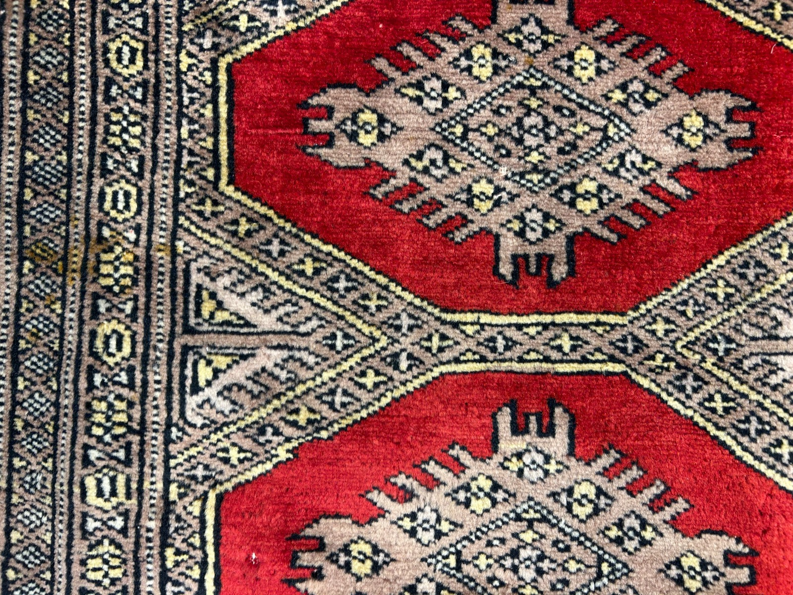 4'2"x6'4" Hand-Knotted 100% Wool Pile Bokhara Area Rug - Carpet