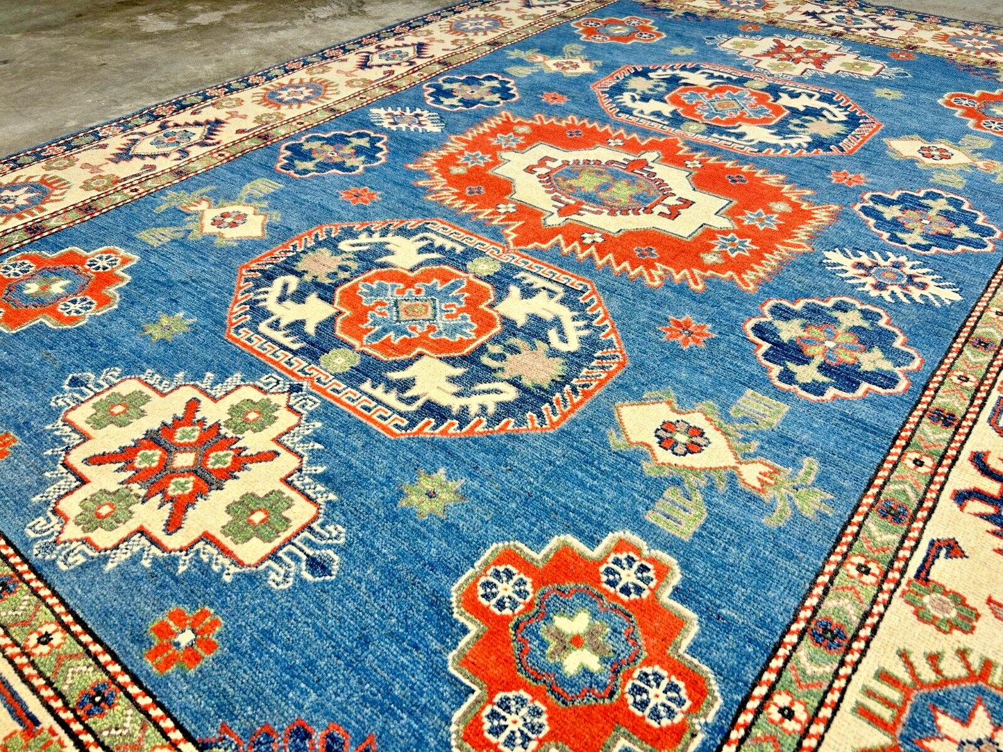 6'x8'8" Hand-Knotted 100% Wool Carpet - Fine Kazak Area Rug