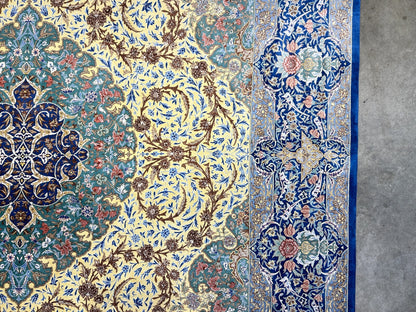 6'5"x10'4" Exquisite Extra-Fine Hand-Knotted 100% Silk Qume Carpet - Area Rug