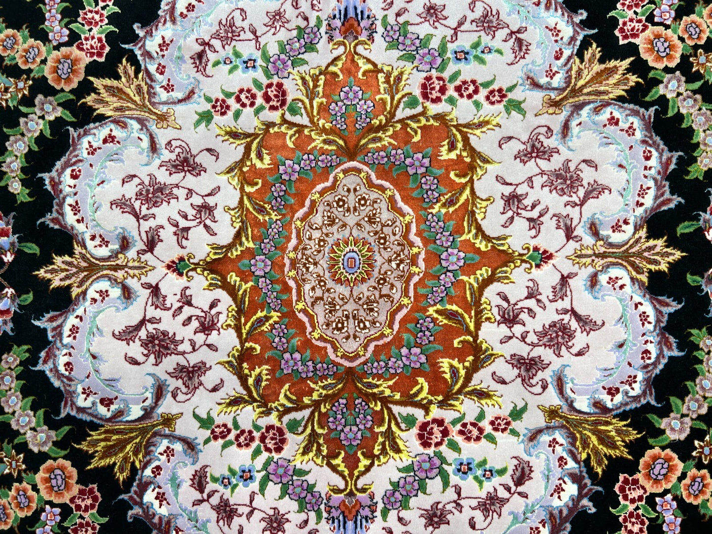 6'8"x10' Extra-Fine Hand-Knotted Wool & Silk Blend Tabrize Carpet - Area Rug