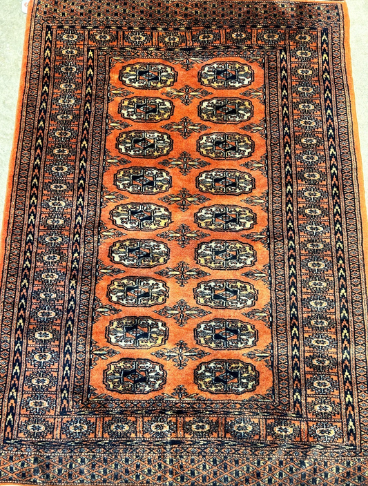 2'8"x3'11" Hand-Knotted 100% Wool Pile Bokhara Rug