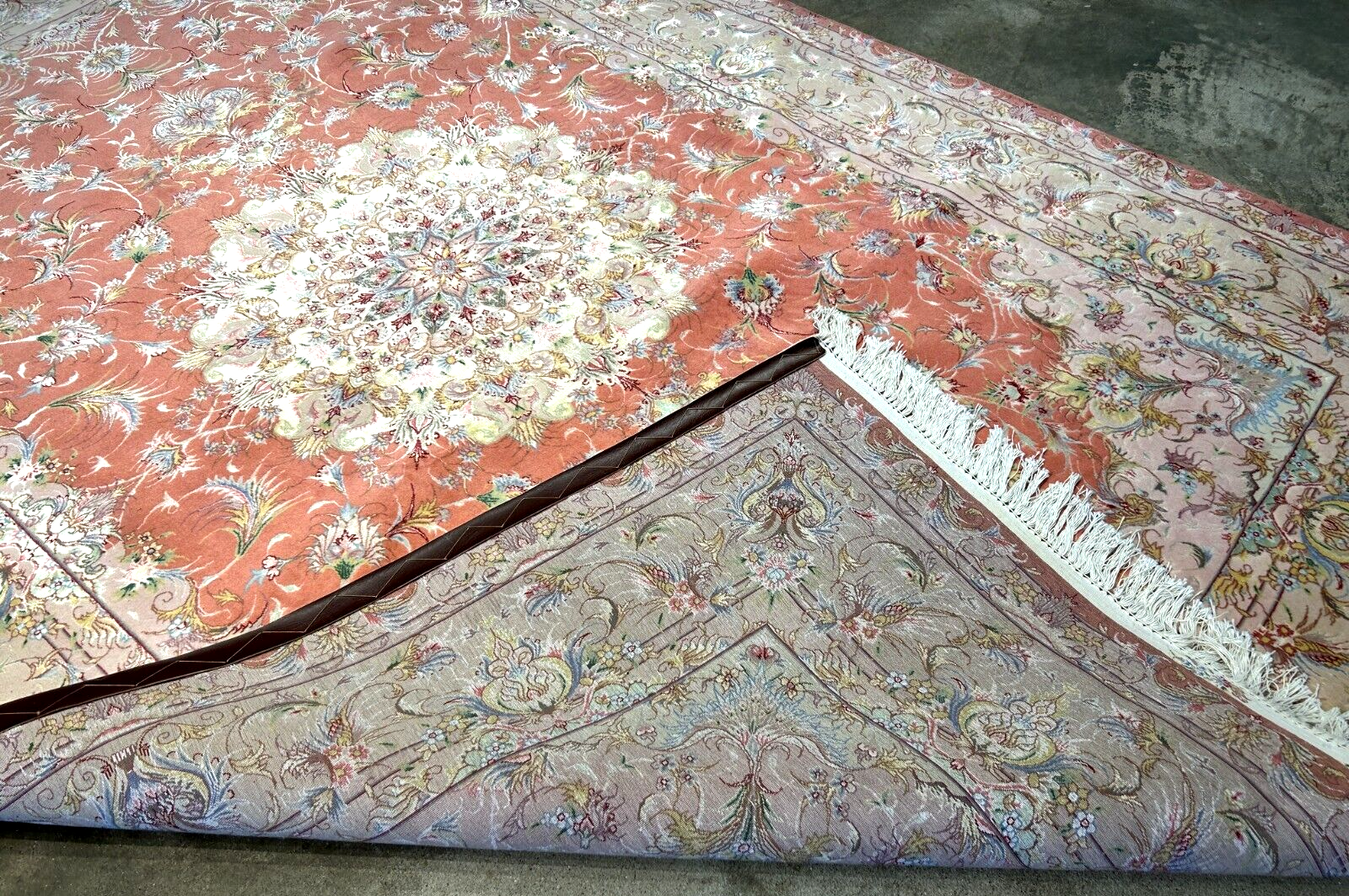 6'7"x9'9" Fine Hand-Knotted Wool & Silk Blend Tabrize Carpet - Area Rug