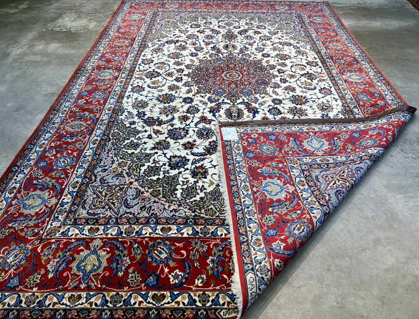 6'9"x10'3" Extra-Fine Hand-Knotted Wool & Silk Blend Isfahane Area Rug - Signed
