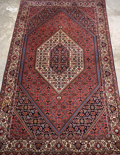 3'8"x5'9" Hand-Knotted 100% Wool Pile Bijare Carpet - Area Rug