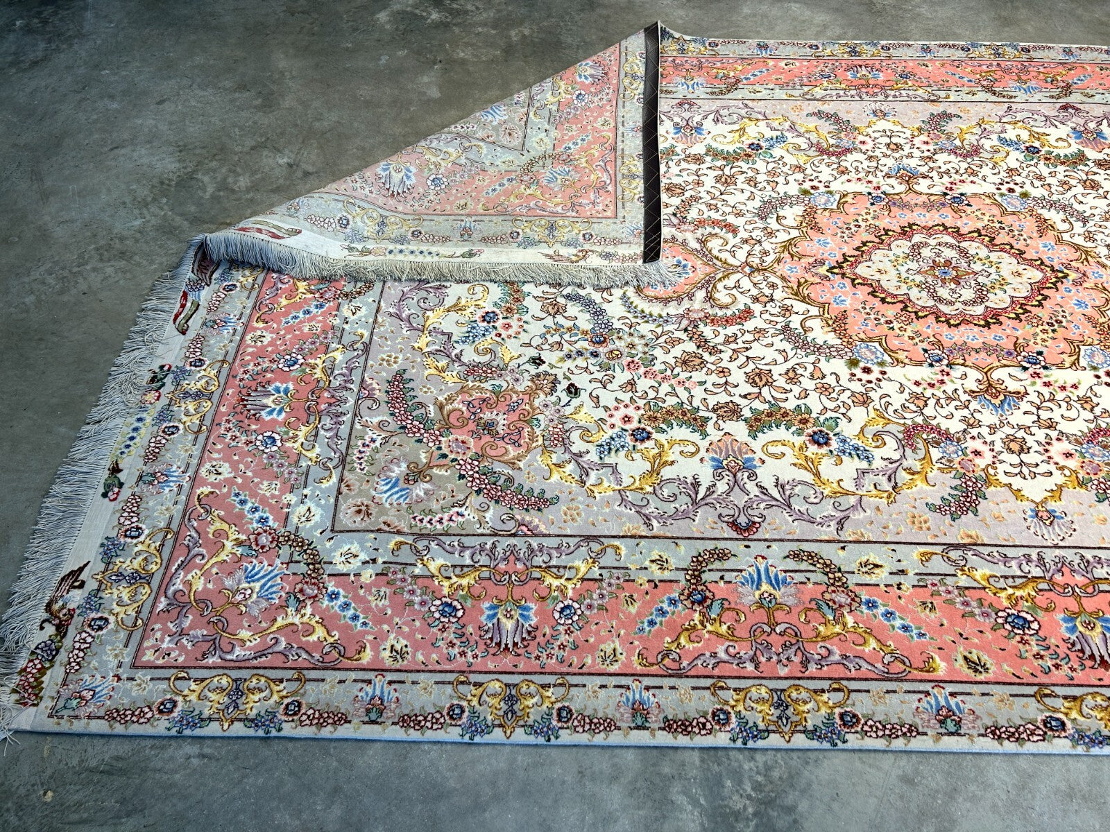 6'8"x10'3" Extra-Fine Signed Hand-Knotted Wool & Silk Tabrize Rug - Area Carpet