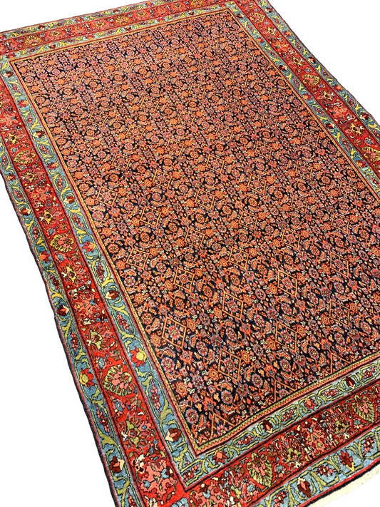 Collector Item -  4'8"x7'1" Antique Hand-Knotted Fine Wool Bidjare Area Rug